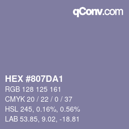 Farbcode: HEX #807DA1 | qconv.com