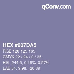 Farbcode: HEX #807DA5 | qconv.com