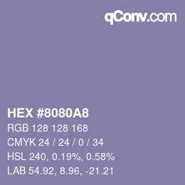 Farbcode: HEX #8080A8 | qconv.com
