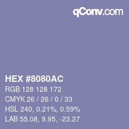 Code couleur: HEX #8080AC | qconv.com