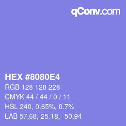 Código de color: HEX #8080E4 | qconv.com