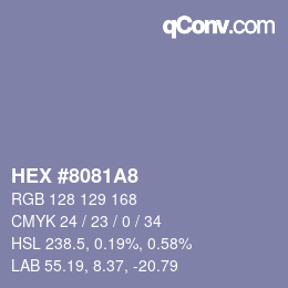 颜色代码: HEX #8081A8 | qconv.com