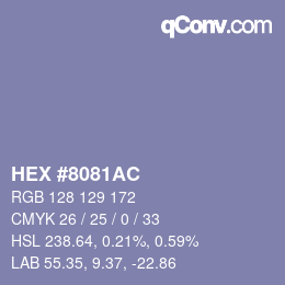 颜色代码: HEX #8081AC | qconv.com