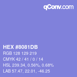 颜色代码: HEX #8081DB | qconv.com