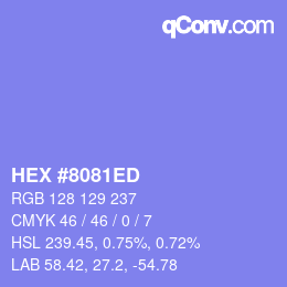 カラーコード: HEX #8081ED | qconv.com