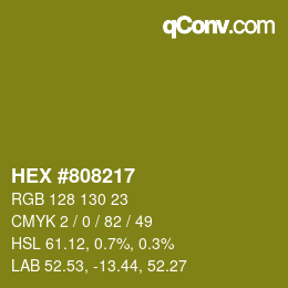 颜色代码: HEX #808217 | qconv.com