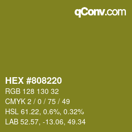 カラーコード: HEX #808220 | qconv.com