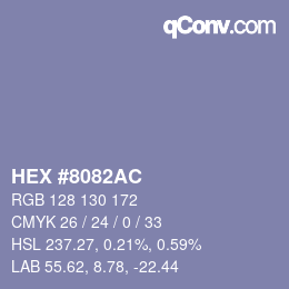 カラーコード: HEX #8082AC | qconv.com