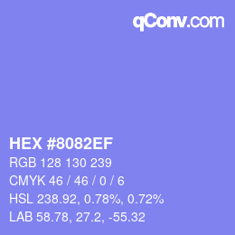 カラーコード: HEX #8082EF | qconv.com