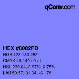 カラーコード: HEX #8082FD | qconv.com