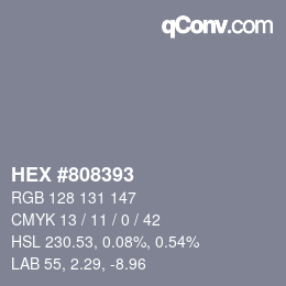 Code couleur: HEX #808393 | qconv.com