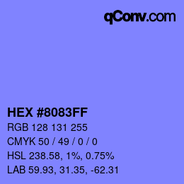 颜色代码: HEX #8083FF | qconv.com