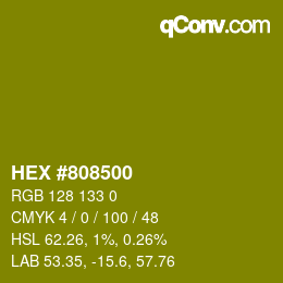 Código de color: HEX #808500 | qconv.com