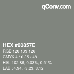 Color code: HEX #80857E | qconv.com