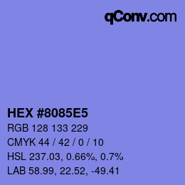 カラーコード: HEX #8085E5 | qconv.com