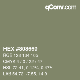 Color code: HEX #808669 | qconv.com