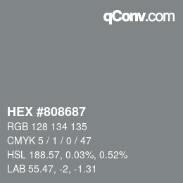 Código de color: HEX #808687 | qconv.com