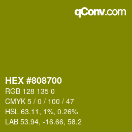 Farbcode: HEX #808700 | qconv.com