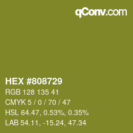 颜色代码: HEX #808729 | qconv.com