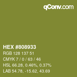 Color code: HEX #808933 | qconv.com