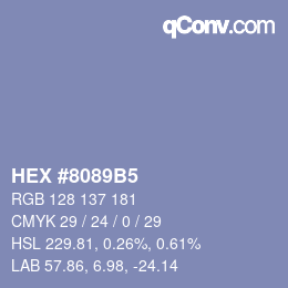 カラーコード: HEX #8089B5 | qconv.com