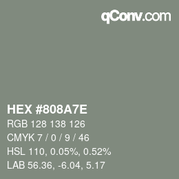 Color code: HEX #808A7E | qconv.com