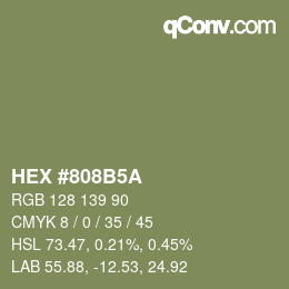 Color code: HEX #808B5A | qconv.com