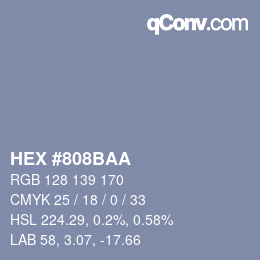 Color code: HEX #808BAA | qconv.com