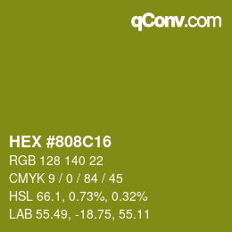 Código de color: HEX #808C16 | qconv.com