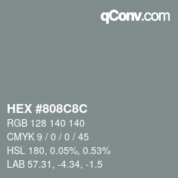 Color code: HEX #808C8C | qconv.com