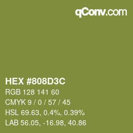 Color code: HEX #808D3C | qconv.com