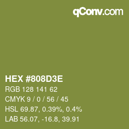Color code: HEX #808D3E | qconv.com
