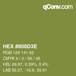 Color code: HEX #808D3E | qconv.com