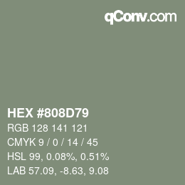 Color code: HEX #808D79 | qconv.com