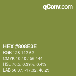 Color code: HEX #808E3E | qconv.com