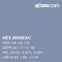 Farbcode: HEX #808EAC | qconv.com