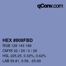 カラーコード: HEX #808FBD | qconv.com