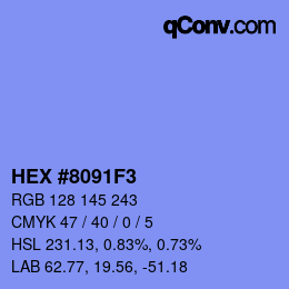 Color code: HEX #8091F3 | qconv.com