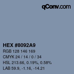 颜色代码: HEX #8092A9 | qconv.com