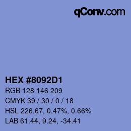颜色代码: HEX #8092D1 | qconv.com