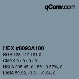 颜色代码: HEX #8093A100 | qconv.com