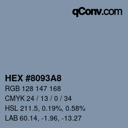 颜色代码: HEX #8093A8 | qconv.com