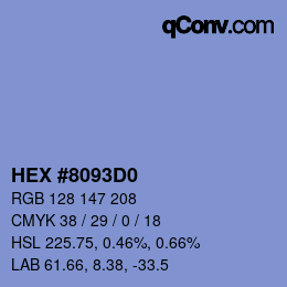 Color code: HEX #8093D0 | qconv.com
