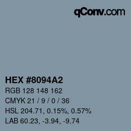 Farbcode: HEX #8094A2 | qconv.com