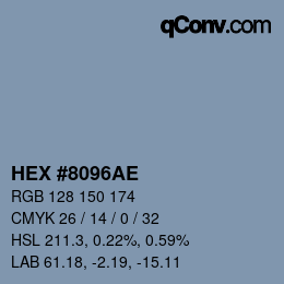颜色代码: HEX #8096AE | qconv.com