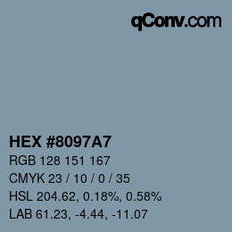 颜色代码: HEX #8097A7 | qconv.com