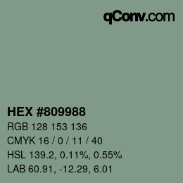 颜色代码: HEX #809988 | qconv.com