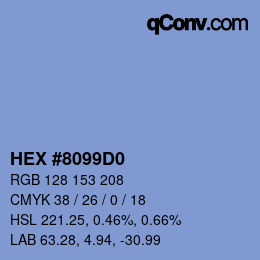 Code couleur: HEX #8099D0 | qconv.com