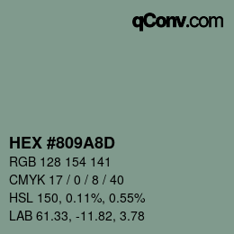 Color code: HEX #809A8D | qconv.com