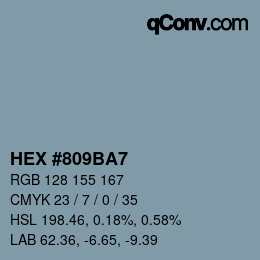 Color code: HEX #809BA7 | qconv.com